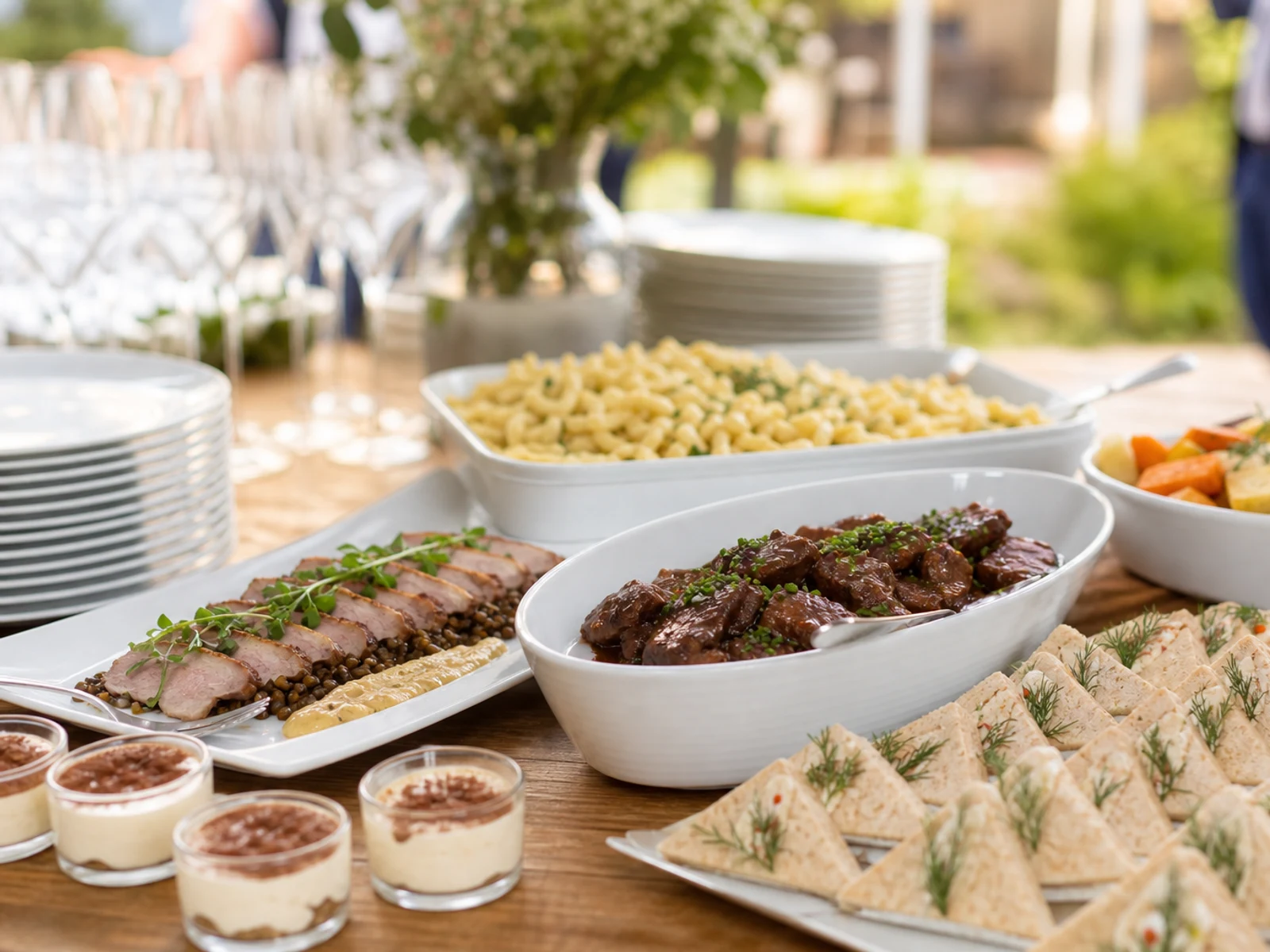 Fingerfood-Catering mit herzhaften und süßen Häppchen für einen Empfang