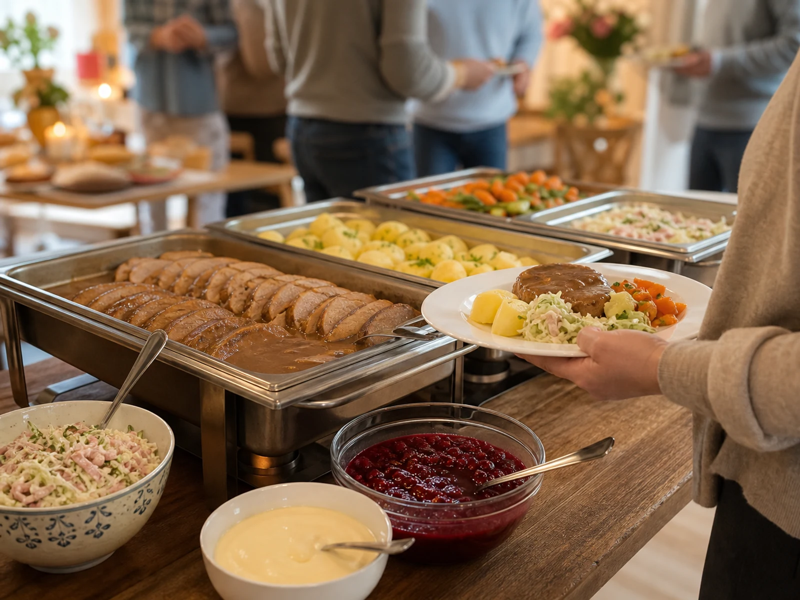 Catering-Buffet für ein Gartenfest