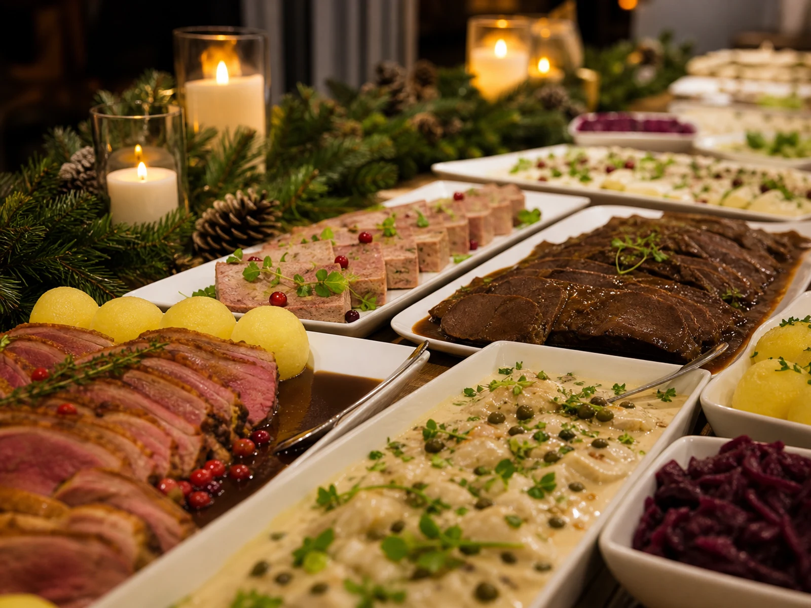 Festliches Weihnachtsbuffet für eine Familie