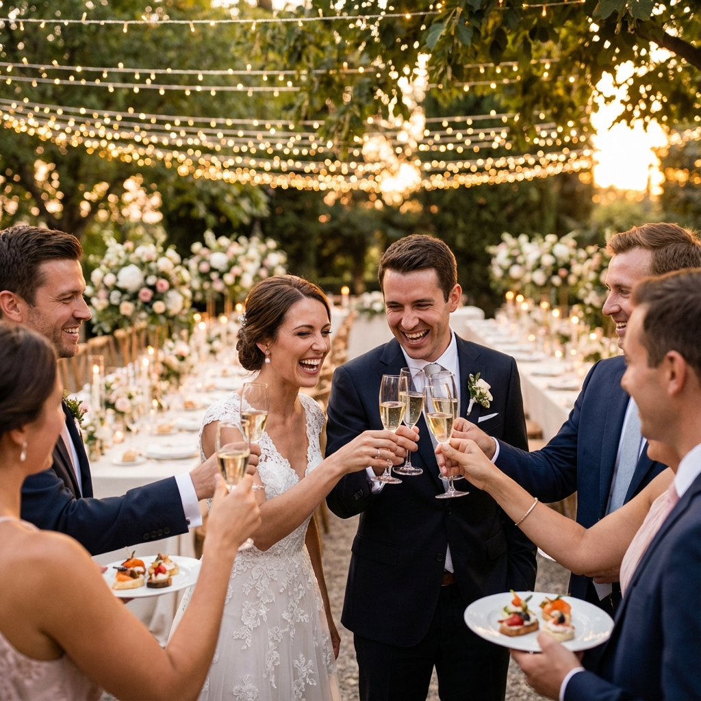 Glückliches Paar genießt unkompliziertes Catering