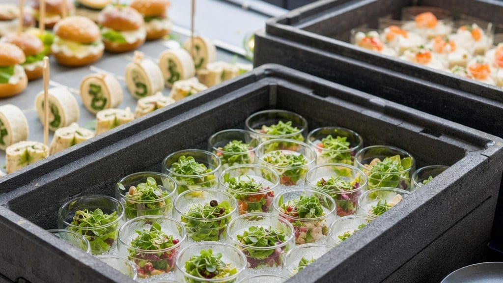 Firmencatering für Messe und Schulung mit warmem Mittagessen