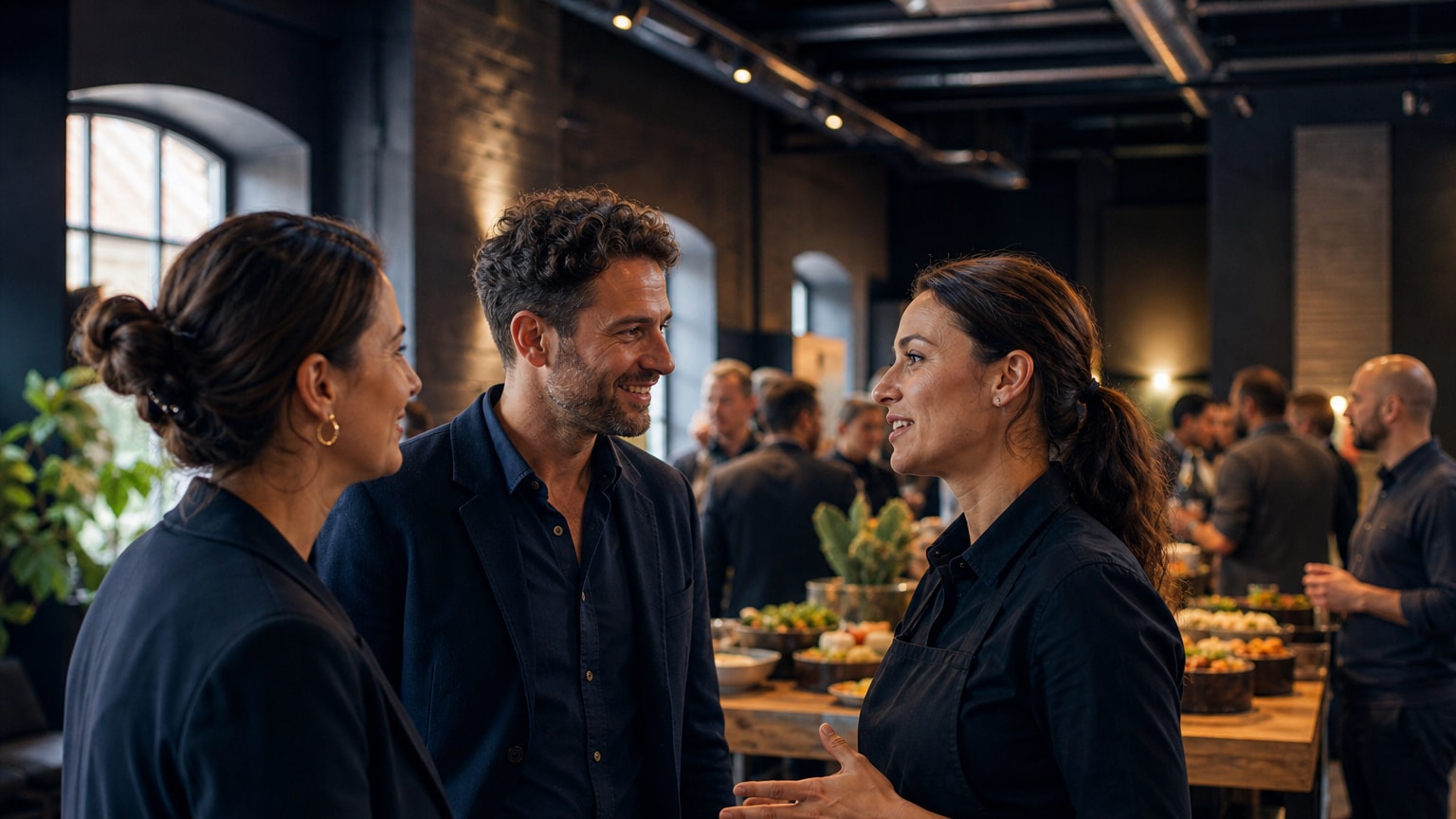 Veganes Catering Event – Gastgeberin, Gast und Caterer stimmen besondere Ernährungswünsche für eine Feier ab