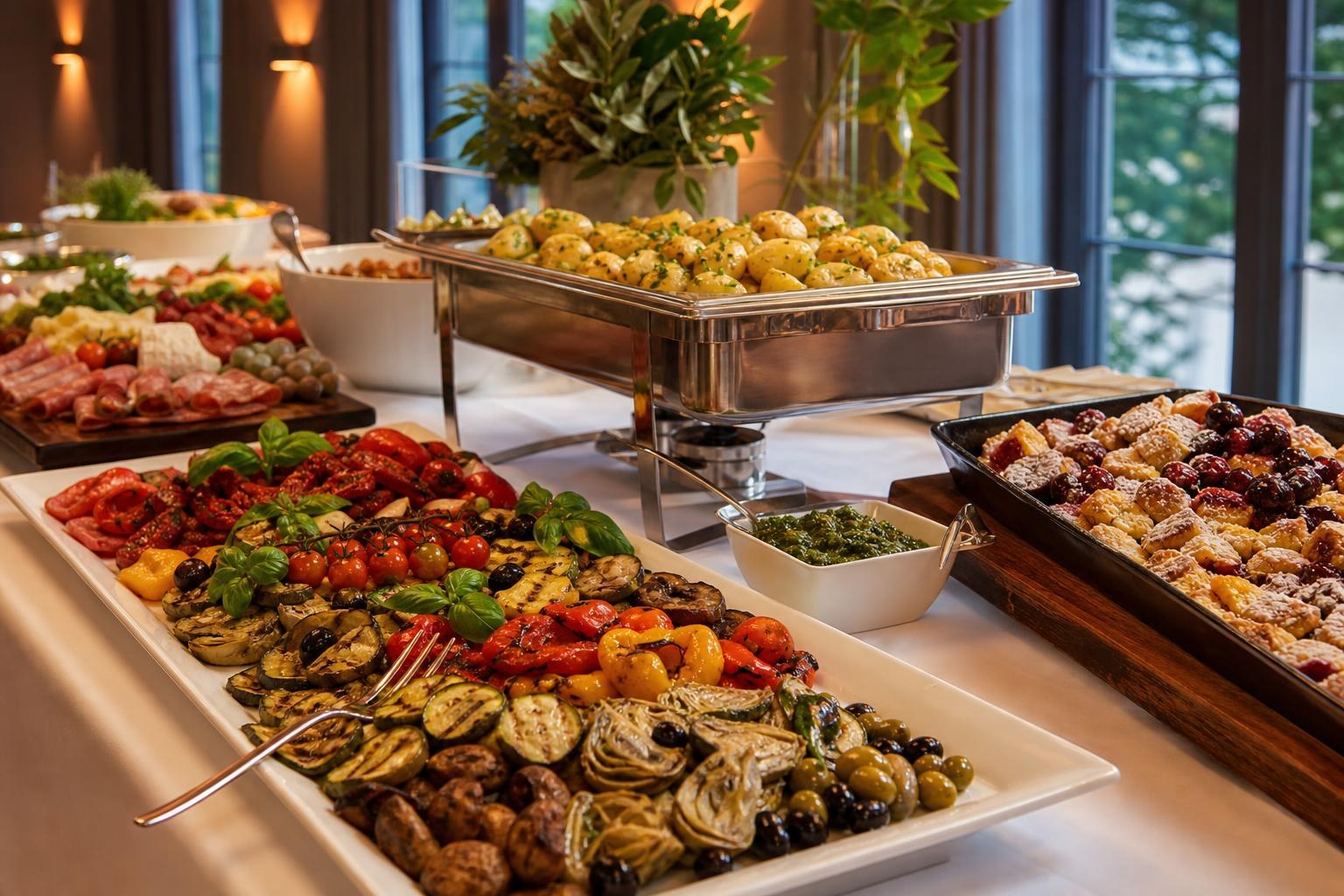 Buffet für 55 Personen in Essen mit Antipasti und Kaiserschmarrn