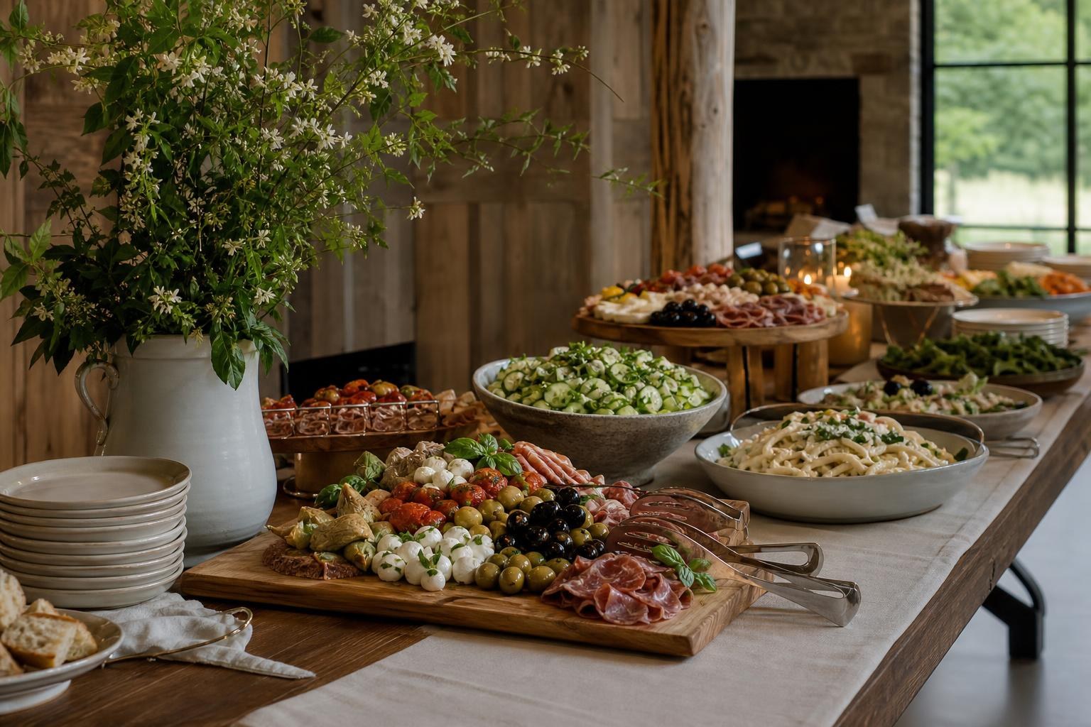 Individuell zusammengestelltes Buffet für 50 Personen in Hamminkeln mit Antipasti und Salaten
