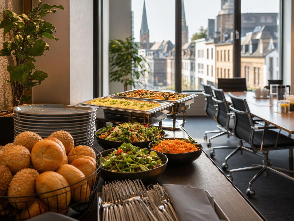 Firmencatering-Buffet in einem Büro in der Düsseldorfer Altstadt